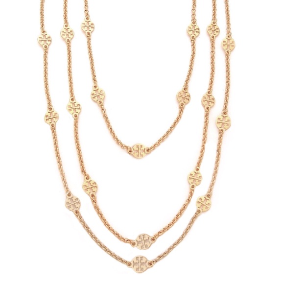 TORY BURCH • Gold Multi Strand Logo Necklace